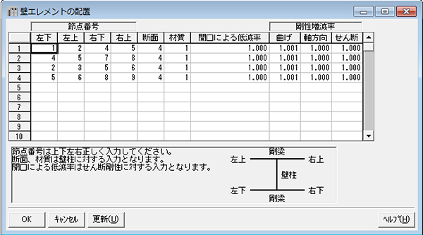 壁エレメントの入力画面