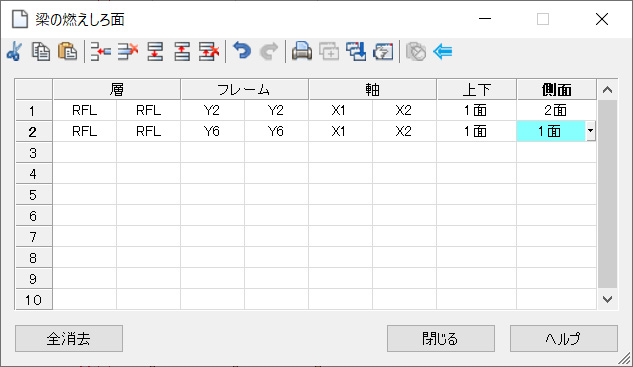 梁、柱の燃えしろ面