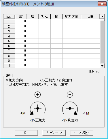 袖壁付柱の内力モーメントの追加