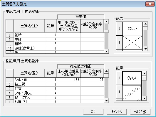 土質名登録画面